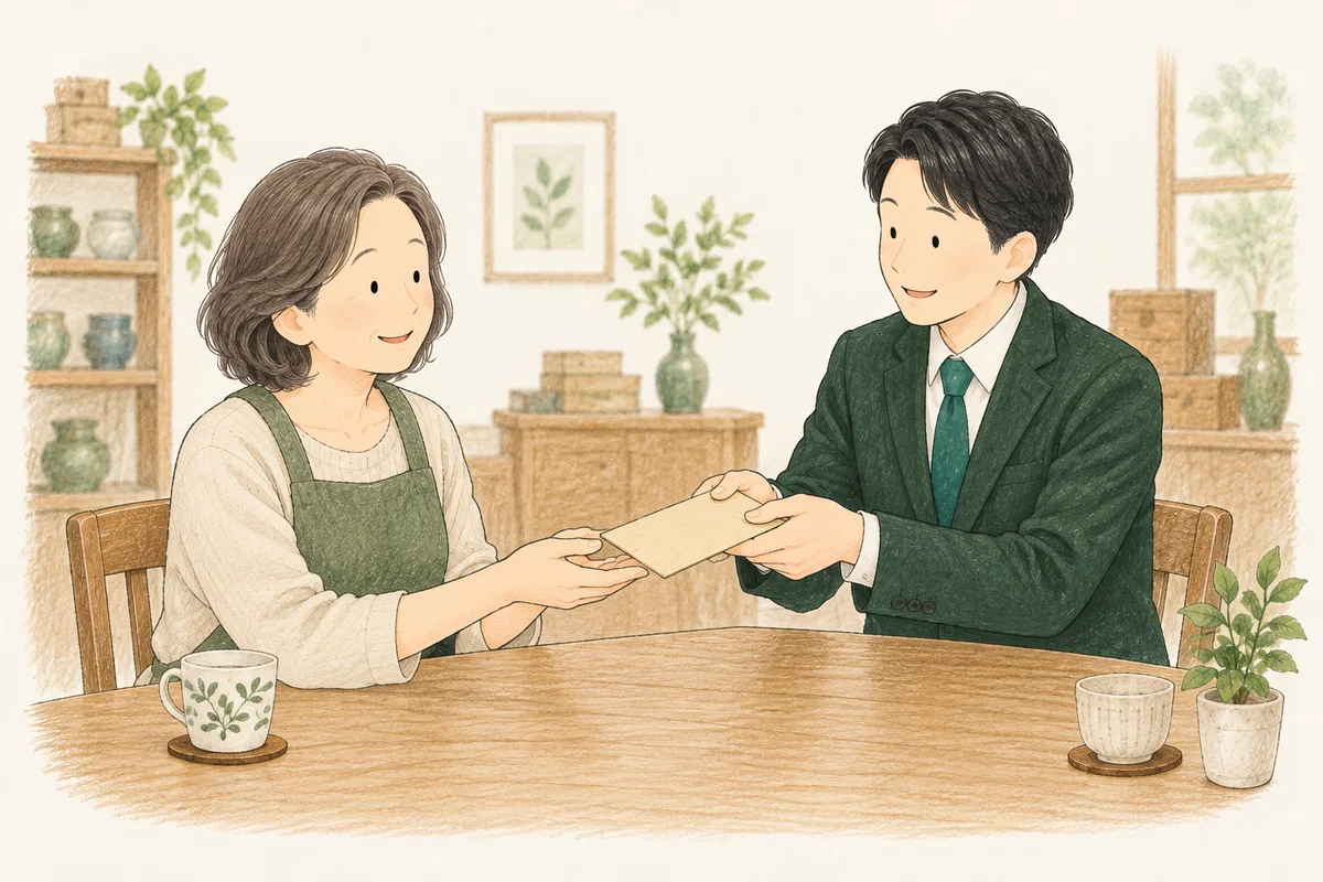 買取代金を受け取る店主